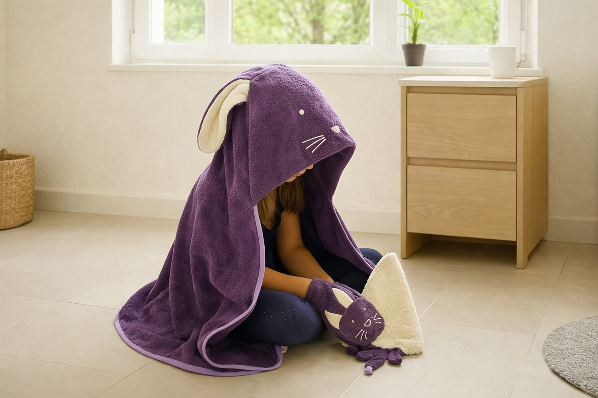 Kind mit Hasenhandtuch