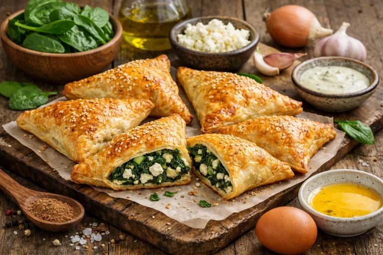 Knusprige Teigtaschen mit Feta und Spinat