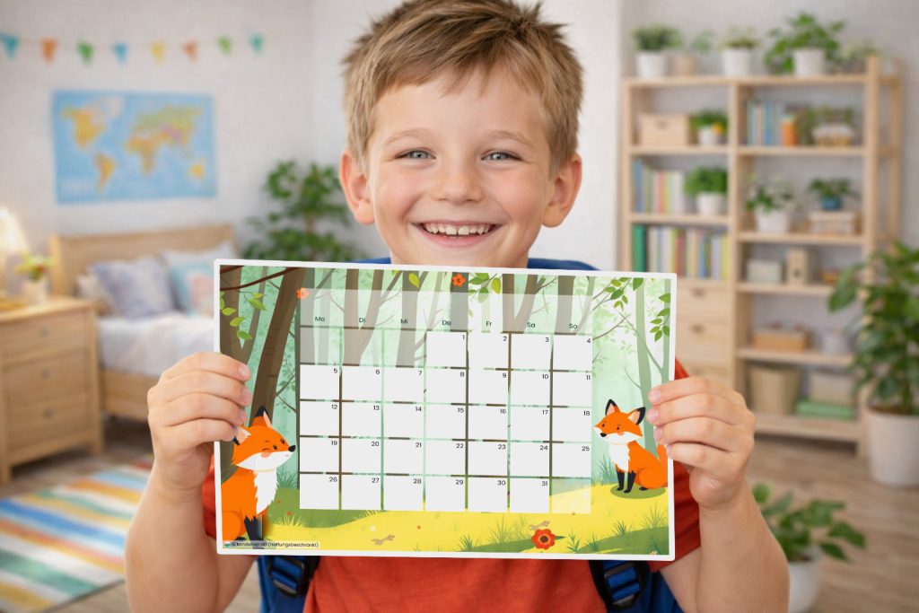 Kind mit Ausdruck-Kalender