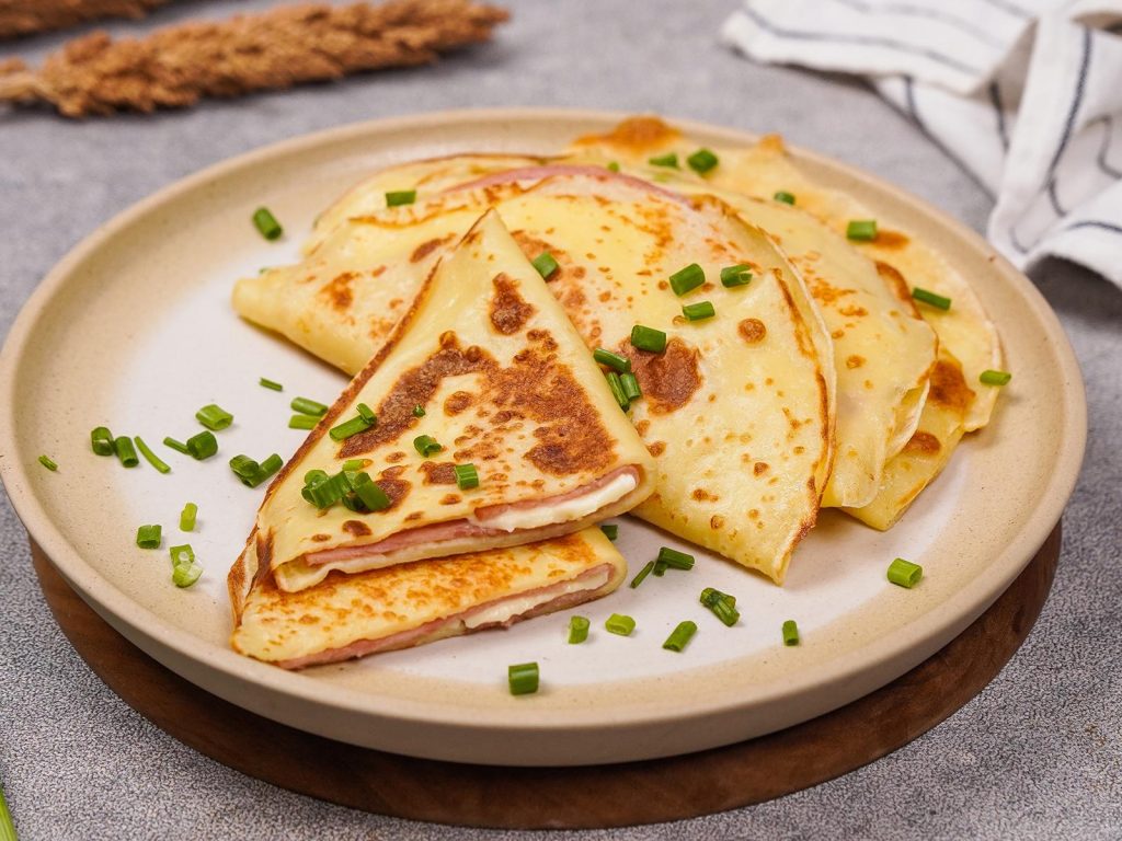Pfannkuchen mit Schinken und Käse