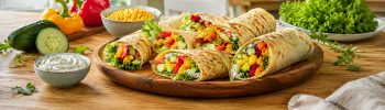 Sommerliche Pfannkuchen-Wraps mit Frischkäse und Gemüse