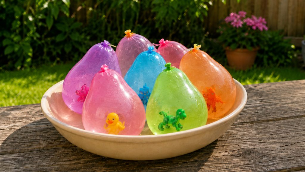 Gefüllte Ballons werden eingefroren